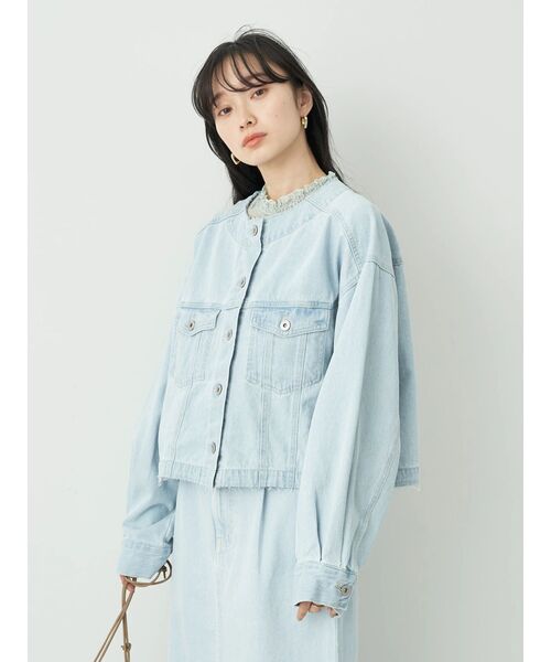 earth music&ecology（アースミュージックアンドエコロジー）の「ノーカラーGジャン（その他アウター・レディース・ライトインディゴブルー/ブルー系その他・FREE）」の18枚目の写真