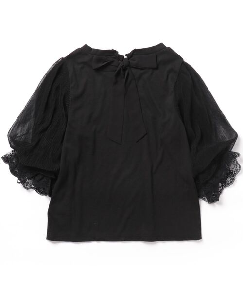 CECIL McBEE(セシルマクビー)の「バックリボン袖シアートップス(Tシャツ/カットソー・レディース・アイボリー/ブラック・LARGE/MEDIUM)」の3枚目の写真