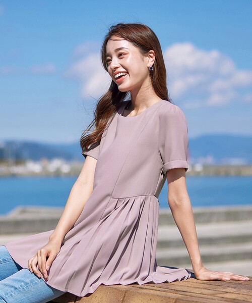 大きいサイズ】【新色追加・洗える】サイドプリーツチュニック
