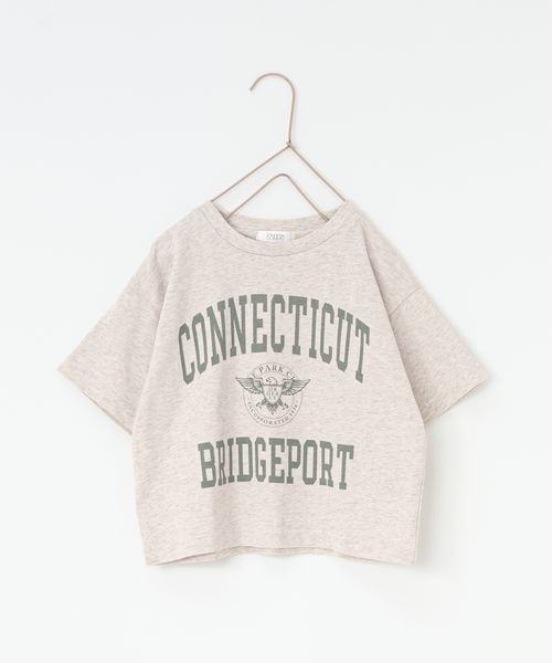 LOWRYS FARM（ローリーズファーム）の「カコウカレッジロゴＴシャツ　191945（Tシャツ/カットソー・キッズ・チャコールグレー/グレー/アイボリー・110cm/120cm/130cm/140cm/150cm）」の3枚目の写真