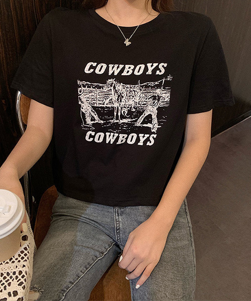 c.u.l（シーユーエル）の「カウボーイプリント クロップド丈Tシャツ culw402（Tシャツ/カットソー・レディース・ホワイト/ブラック/グレー・L/M/XL）」の20枚目の写真