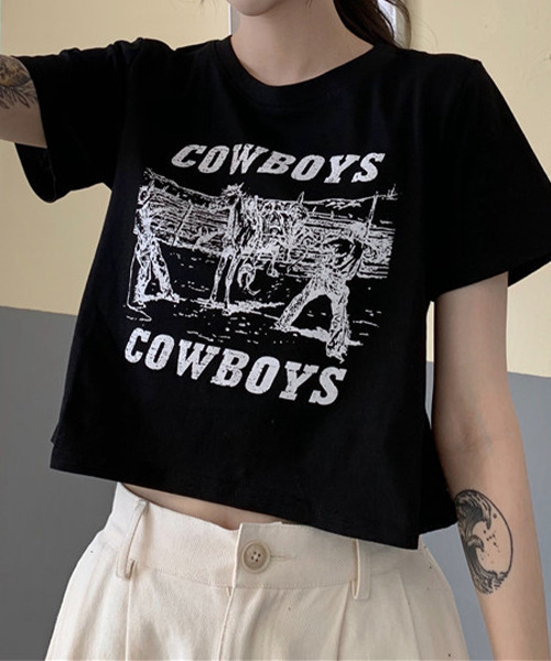 c.u.l（シーユーエル）の「カウボーイプリント クロップド丈Tシャツ culw402（Tシャツ/カットソー・レディース・ホワイト/ブラック/グレー・L/M/XL）」の18枚目の写真