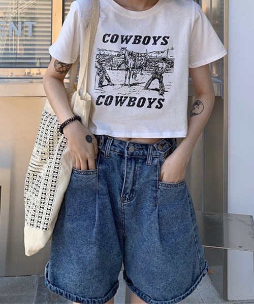 c.u.l（シーユーエル）の「カウボーイプリント クロップド丈Tシャツ culw402（Tシャツ/カットソー・レディース・ホワイト/ブラック/グレー・L/M/XL）」の22枚目の写真