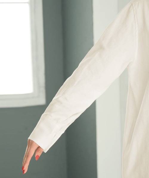 STYLE DELI（スタイルデリ）の「スラブコットンシャツワンピース（ワンピース・レディース・ホワイト/カーキ/キャメル・01/02）」の16枚目の写真