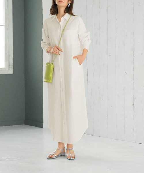 STYLE DELI（スタイルデリ）の「スラブコットンシャツワンピース（ワンピース・レディース・ホワイト/カーキ/キャメル・01/02）」の22枚目の写真