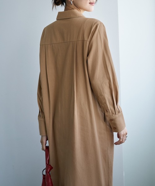 STYLE DELI（スタイルデリ）の「スラブコットンシャツワンピース（ワンピース・レディース・ホワイト/カーキ/キャメル・01/02）」の9枚目の写真