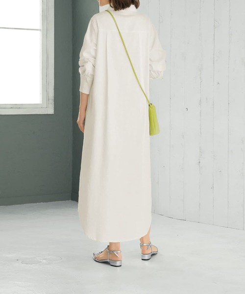 STYLE DELI（スタイルデリ）の「スラブコットンシャツワンピース（ワンピース・レディース・ホワイト/カーキ/キャメル・01/02）」の13枚目の写真