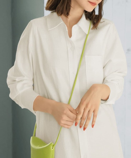 STYLE DELI（スタイルデリ）の「スラブコットンシャツワンピース（ワンピース・レディース・ホワイト/カーキ/キャメル・01/02）」の14枚目の写真