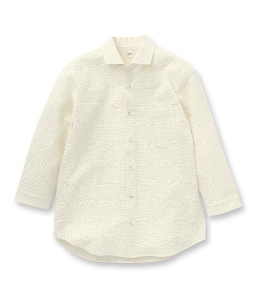 TAKEO KIKUCHI(タケオキクチ)の「【抗菌防臭/7分袖】サッカージャージ ストライプシャツ(シャツ/ブラウス・メンズ・ネイビー系2/ブルー系2/イエロー系その他4/ピンク系その他/グレー系その他3/ライトオレンジ系/ネイビー系3/ライトベージュ/ブルー系その他4/ブルー/グリーン系3/チャコール・01/02/03/04/05)」の13枚目の写真