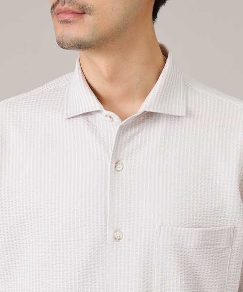 TAKEO KIKUCHI(タケオキクチ)の「【抗菌防臭/7分袖】サッカージャージ ストライプシャツ(シャツ/ブラウス・メンズ・ネイビー系2/ブルー系2/イエロー系その他4/ピンク系その他/グレー系その他3/ライトオレンジ系/ネイビー系3/ライトベージュ/ブルー系その他4/ブルー/グリーン系3/チャコール・01/02/03/04/05)」の17枚目の写真