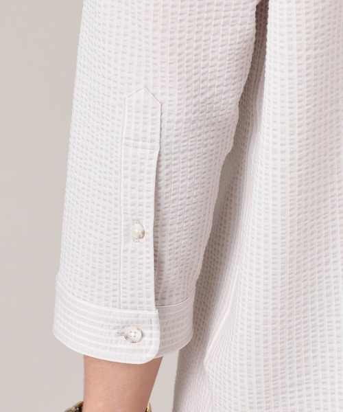 TAKEO KIKUCHI(タケオキクチ)の「【抗菌防臭/7分袖】サッカージャージ ストライプシャツ(シャツ/ブラウス・メンズ・ネイビー系2/ブルー系2/イエロー系その他4/ピンク系その他/グレー系その他3/ライトオレンジ系/ネイビー系3/ライトベージュ/ブルー系その他4/ブルー/グリーン系3/チャコール・01/02/03/04/05)」の19枚目の写真