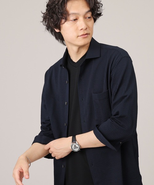 TAKEO KIKUCHI(タケオキクチ)の「【抗菌防臭/7分袖】サッカージャージ ストライプシャツ(シャツ/ブラウス・メンズ・ネイビー系2/ブルー系2/イエロー系その他4/ピンク系その他/グレー系その他3/ライトオレンジ系/ネイビー系3/ライトベージュ/ブルー系その他4/ブルー/グリーン系3/チャコール・01/02/03/04/05)」の22枚目の写真