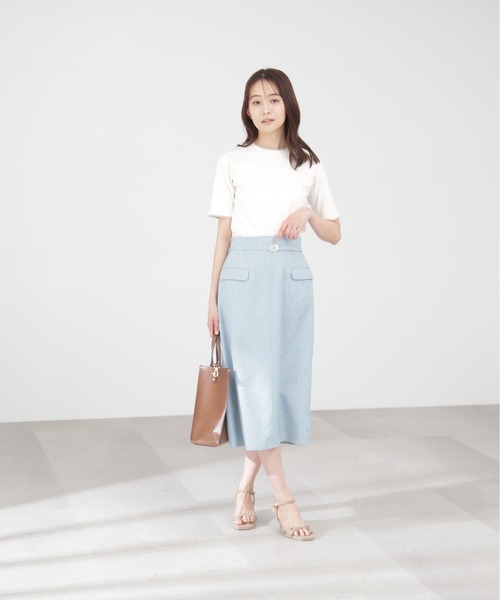 N.（N. Natural Beauty Basic）（エヌエヌナチュラルビューティーベーシック）の「◆総針切替配色ラインニット（ニット/セーター・レディース・ネイビー/オフホワイト/グレイッシュベージュ・MEDIUM）」の7枚目の写真