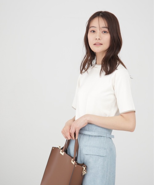 N.（N. Natural Beauty Basic）（エヌエヌナチュラルビューティーベーシック）の「◆総針切替配色ラインニット（ニット/セーター・レディース・ネイビー/オフホワイト/グレイッシュベージュ・MEDIUM）」の20枚目の写真