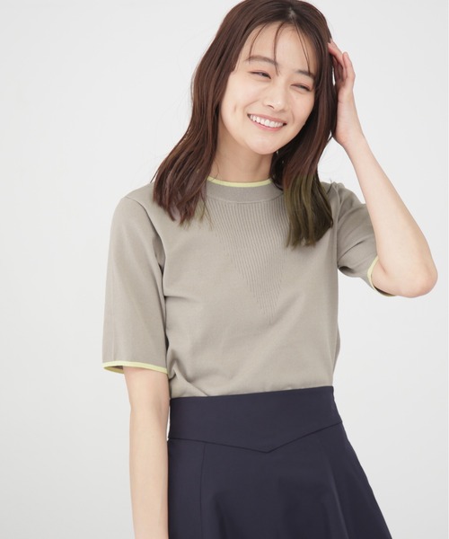 N.（N. Natural Beauty Basic）（エヌエヌナチュラルビューティーベーシック）の「◆総針切替配色ラインニット（ニット/セーター・レディース・ネイビー/オフホワイト/グレイッシュベージュ・MEDIUM）」の18枚目の写真