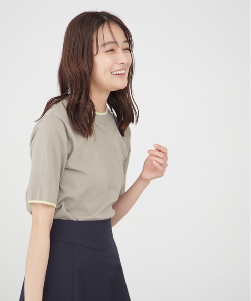 N.（N. Natural Beauty Basic）（エヌエヌナチュラルビューティーベーシック）の「◆総針切替配色ラインニット（ニット/セーター・レディース・ネイビー/オフホワイト/グレイッシュベージュ・MEDIUM）」の16枚目の写真