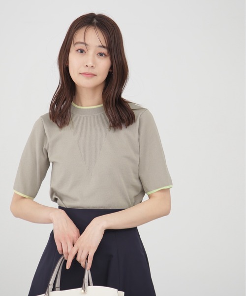 N.（N. Natural Beauty Basic）（エヌエヌナチュラルビューティーベーシック）の「◆総針切替配色ラインニット（ニット/セーター・レディース・ネイビー/オフホワイト/グレイッシュベージュ・MEDIUM）」の14枚目の写真