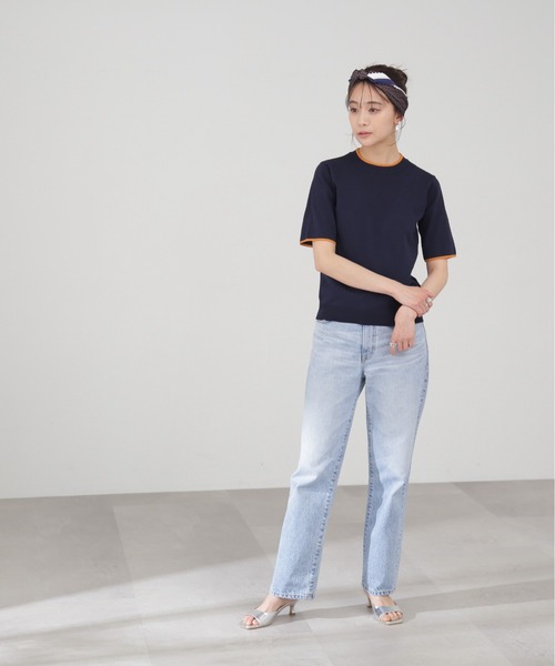 N.（N. Natural Beauty Basic）（エヌエヌナチュラルビューティーベーシック）の「◆総針切替配色ラインニット（ニット/セーター・レディース・ネイビー/オフホワイト/グレイッシュベージュ・MEDIUM）」の19枚目の写真