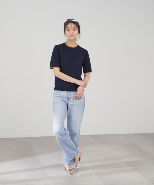 N.（N. Natural Beauty Basic）（エヌエヌナチュラルビューティーベーシック）の「◆総針切替配色ラインニット（ニット/セーター・レディース・ネイビー/オフホワイト/グレイッシュベージュ・MEDIUM）」の17枚目の写真