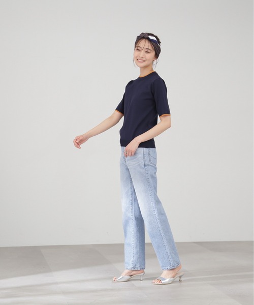 N.（N. Natural Beauty Basic）（エヌエヌナチュラルビューティーベーシック）の「◆総針切替配色ラインニット（ニット/セーター・レディース・ネイビー/オフホワイト/グレイッシュベージュ・MEDIUM）」の12枚目の写真