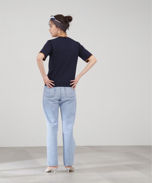 N.（N. Natural Beauty Basic）（エヌエヌナチュラルビューティーベーシック）の「◆総針切替配色ラインニット（ニット/セーター・レディース・ネイビー/オフホワイト/グレイッシュベージュ・MEDIUM）」の6枚目の写真