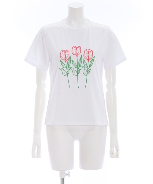 clear（クリア）の「花刺繍半袖Tシャツ（Tシャツ/カットソー・レディース・イエロー/オフホワイト・F）」の10枚目の写真