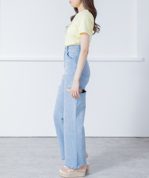 clear（クリア）の「花刺繍半袖Tシャツ（Tシャツ/カットソー・レディース・イエロー/オフホワイト・F）」の17枚目の写真