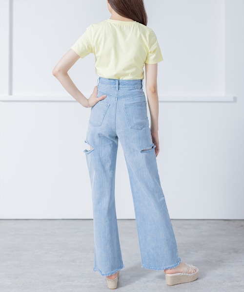 clear（クリア）の「花刺繍半袖Tシャツ（Tシャツ/カットソー・レディース・イエロー/オフホワイト・F）」の18枚目の写真