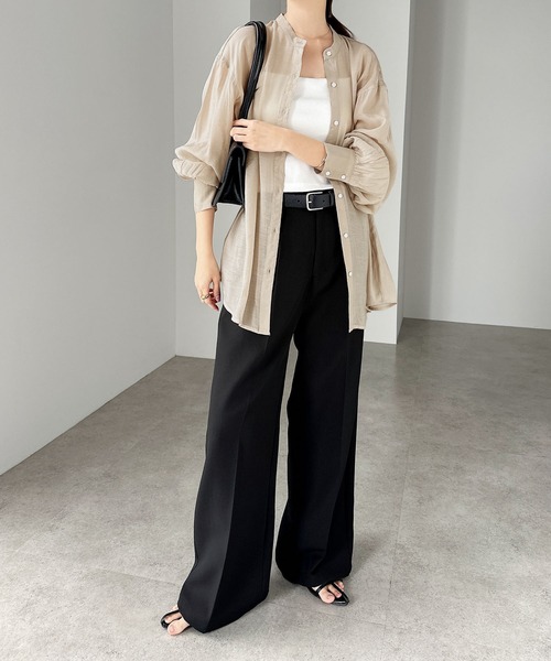 andme(アンドミー)の「シアーボリュームスリーブシャツブラウス(シャツ/ブラウス・レディース・ピンク/オフホワイト/ブラウン系その他/グリーン系その他/ブルー系その他/グレイッシュベージュ/ブルーグリーン/ライトグレー/コーラル/ブラック・M)」の19枚目の写真