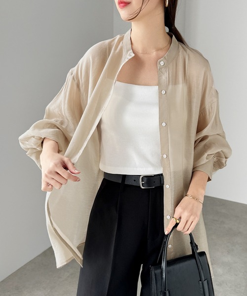 セール】シアーボリュームスリーブシャツブラウス（シャツ/ブラウス