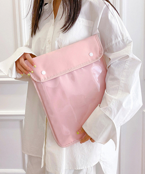 c.u.l（シーユーエル）の「大きいサイズにも対応 クリアポケット 袋型タブレットケース iPadケース PCケース ipd8（PC・タブレットケース・レディース・ブラック/ベージュ/ブルー/ピンク/グリーン・FREE）」の5枚目の写真