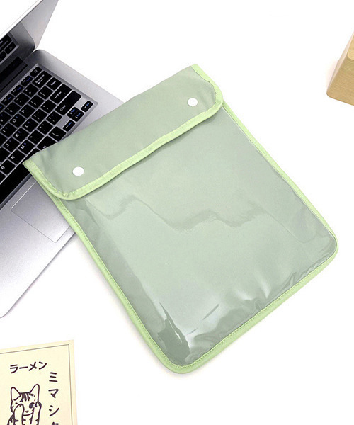 c.u.l（シーユーエル）の「大きいサイズにも対応 クリアポケット 袋型タブレットケース iPadケース PCケース ipd8（PC・タブレットケース・レディース・ブラック/ベージュ/ブルー/ピンク/グリーン・FREE）」の3枚目の写真