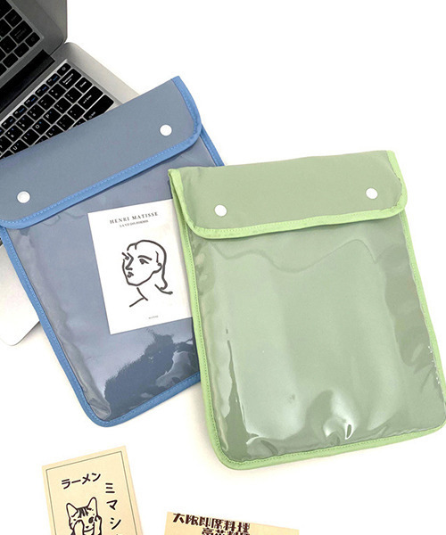 c.u.l（シーユーエル）の「大きいサイズにも対応 クリアポケット 袋型タブレットケース iPadケース PCケース ipd8（PC・タブレットケース・レディース・ブラック/ベージュ/ブルー/ピンク/グリーン・FREE）」の10枚目の写真