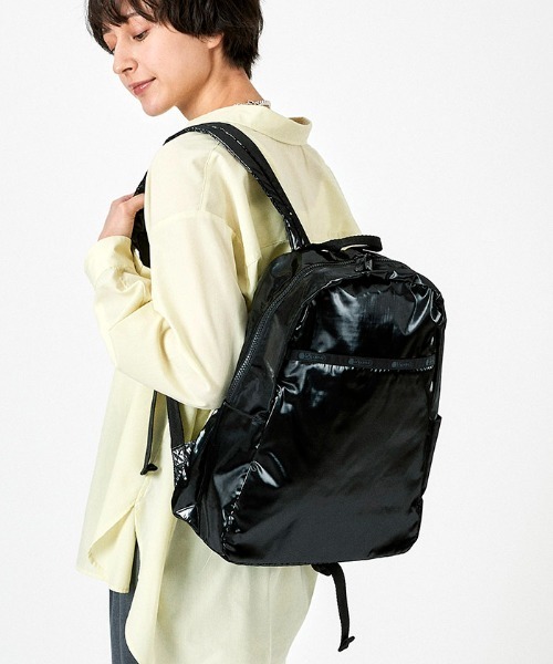 美品 レスポートサック ナイロン シャイン バックパック リュック 大容量 定番 LeSportsac（レスポートサック）の「DAILY BACKPACK ブラックシャイン