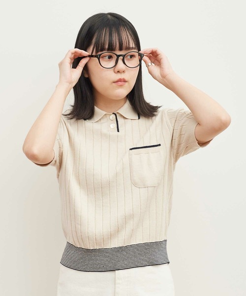 AMBIDEX（アンビデックス）の「☆リサイクルコットン レトロKNIT　POLO（ポロシャツ・レディース・キナリ/ネイビー/レッド・FREE）」の16枚目の写真