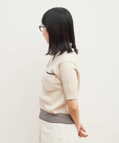 AMBIDEX（アンビデックス）の「☆リサイクルコットン レトロKNIT　POLO（ポロシャツ・レディース・キナリ/ネイビー/レッド・FREE）」の18枚目の写真