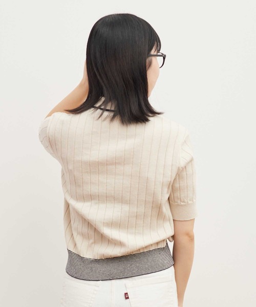 AMBIDEX（アンビデックス）の「☆リサイクルコットン レトロKNIT　POLO（ポロシャツ・レディース・キナリ/ネイビー/レッド・FREE）」の19枚目の写真