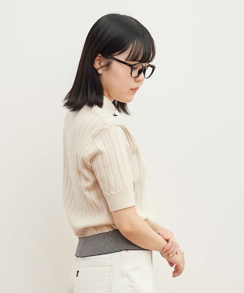 AMBIDEX（アンビデックス）の「☆リサイクルコットン レトロKNIT　POLO（ポロシャツ・レディース・キナリ/ネイビー/レッド・FREE）」の20枚目の写真