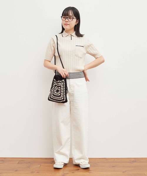 AMBIDEX（アンビデックス）の「☆リサイクルコットン レトロKNIT　POLO（ポロシャツ・レディース・キナリ/ネイビー/レッド・FREE）」の22枚目の写真