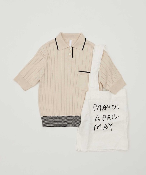 AMBIDEX（アンビデックス）の「☆リサイクルコットン レトロKNIT　POLO（ポロシャツ・レディース・キナリ/ネイビー/レッド・FREE）」の7枚目の写真