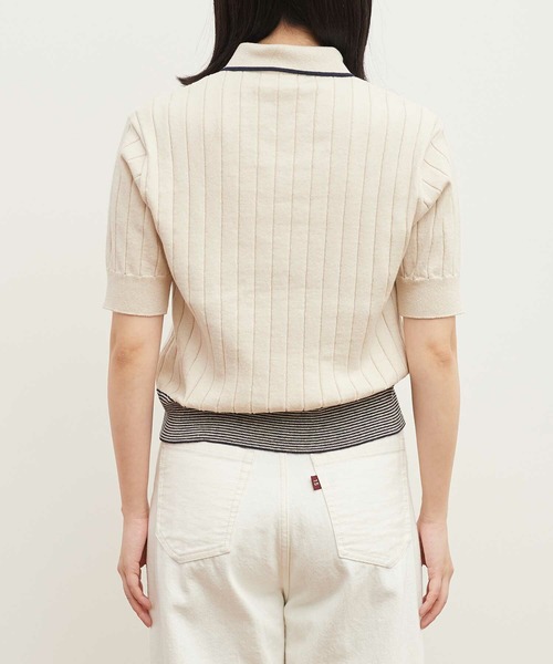 AMBIDEX（アンビデックス）の「☆リサイクルコットン レトロKNIT　POLO（ポロシャツ・レディース・キナリ/ネイビー/レッド・FREE）」の10枚目の写真