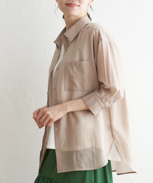 ikka(イッカ)の「シアーシャツタンクアンサンブル(シャツ/ブラウス・レディース・ベージュ/ブラック/パープル/ブルー・M/S/L)」の3枚目の写真