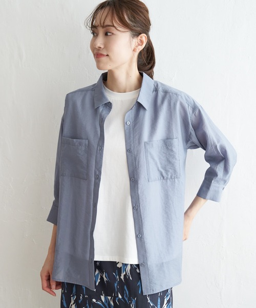 ikka(イッカ)の「シアーシャツタンクアンサンブル(シャツ/ブラウス・レディース・ベージュ/ブラック/パープル/ブルー・M/S/L)」の12枚目の写真