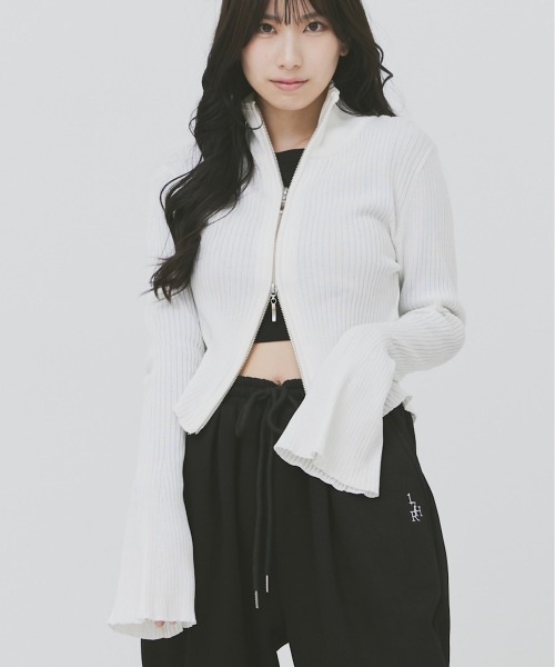 17HR（セブンティーンアワーズ）の「ダブルジップリブニットカーディガン（ニット/セーター・レディース・ホワイト/ブラック/グレー・FREE）」の20枚目の写真
