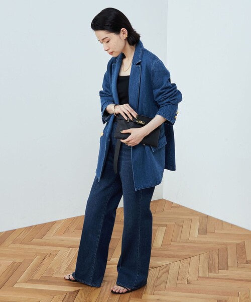 Rie Miller（リエミラー）の「金ボタンダブルデニムジャケット（テーラードジャケット・レディース・インディゴブルー・FREE）」の2枚目の写真