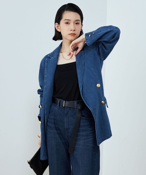 Rie Miller（リエミラー）の「金ボタンダブルデニムジャケット（テーラードジャケット・レディース・インディゴブルー・FREE）」の12枚目の写真