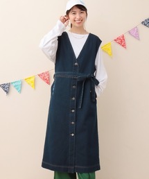 ツイル＆デニム刺繍ワンピース【大きいサイズ】