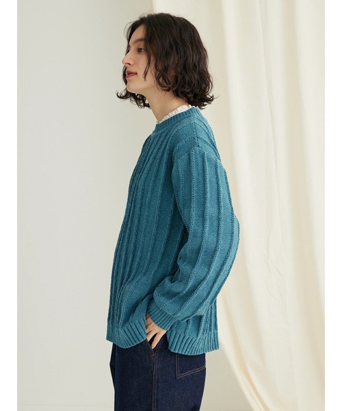 CRAFT STANDARD BOUTIQUE（クラフトスタンダードブティック）の「洗えるモールニット柄編みプルオーバー（ニット/セーター・レディース・ブルー/アイボリー/ネイビー/パープル/ベージュ/マスタード/ブラック・FREE）」の11枚目の写真