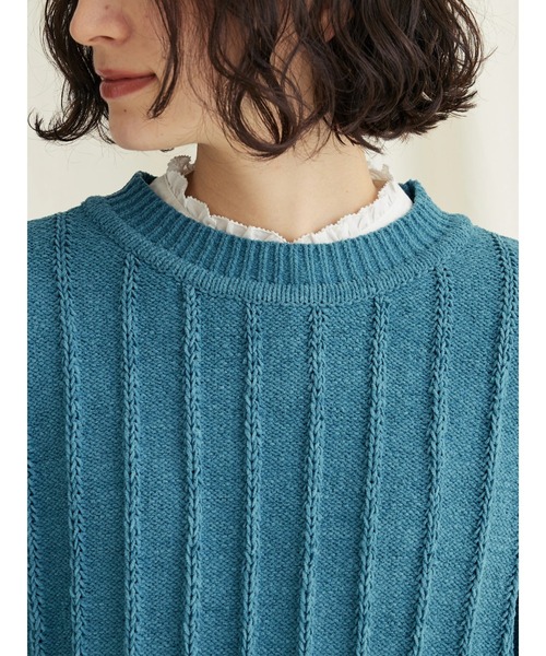 CRAFT STANDARD BOUTIQUE（クラフトスタンダードブティック）の「洗えるモールニット柄編みプルオーバー（ニット/セーター・レディース・ブルー/アイボリー/ネイビー/パープル/ベージュ/マスタード/ブラック・FREE）」の13枚目の写真