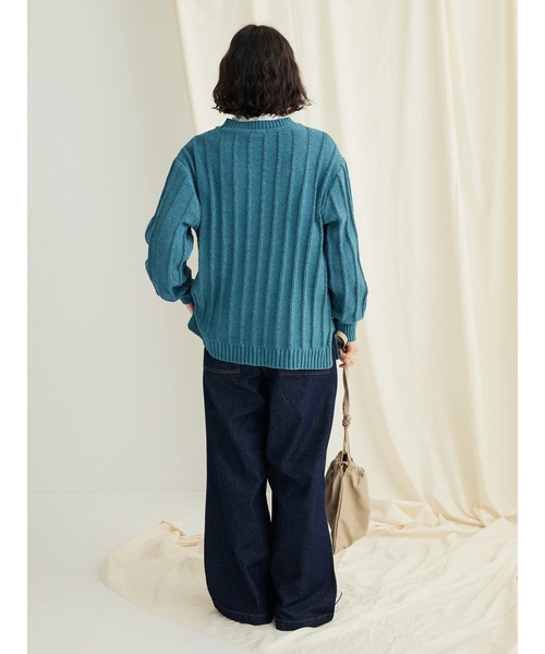 CRAFT STANDARD BOUTIQUE（クラフトスタンダードブティック）の「洗えるモールニット柄編みプルオーバー（ニット/セーター・レディース・ブルー/アイボリー/ネイビー/パープル/ベージュ/マスタード/ブラック・FREE）」の19枚目の写真